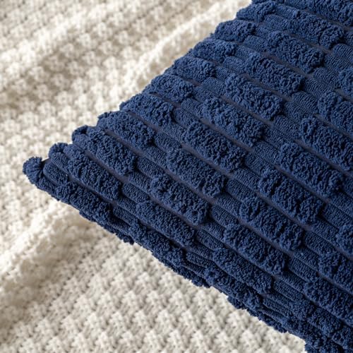 MIULEE Corduroy Decorative Throw Pillow Covers 20x20 Navy Blue Pack of 2 - Image 5