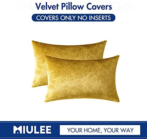 MIULEE 12x20 Inch Lumbar Velvet Throw Pillow Covers Golden - Image 6