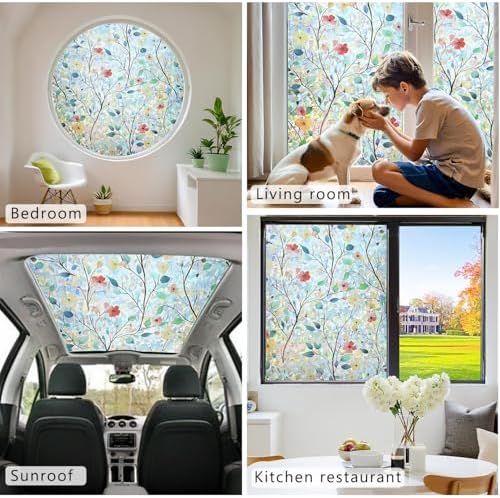 Window Privacy Film Rainbow Window Film – Decorative Static Cling Window Sticker with 3D Stained Glass Effect（11.8 x 78.7 inch） Includes 3 Installation Tools - Image 4
