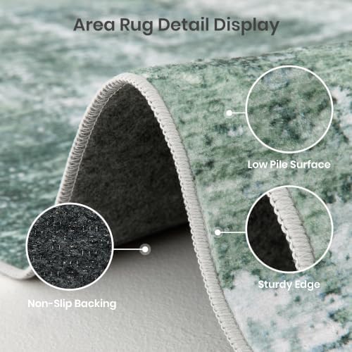 Valenrug Washable Rugs 5x7, Abstract Area Rugs for Living Room, Sage Green - Image 6