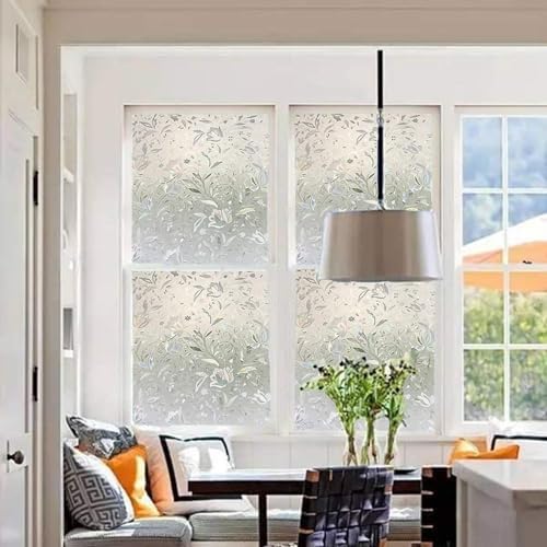LEMON CLOUD Window Privacy Film, Tulip Stained Glass Sticker 29.5″ x 118.1″ - Image 2