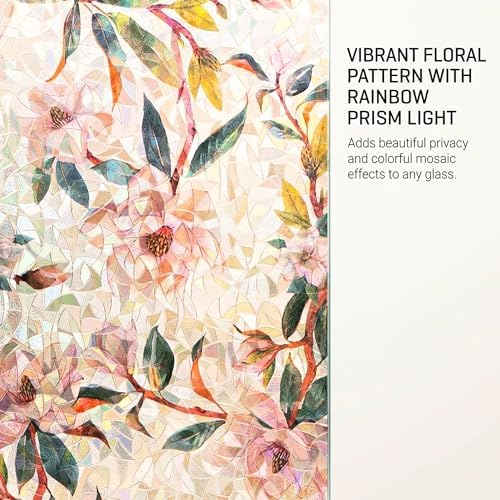 Snow Magnolia 3D Prism Window Film Privacy Static Cling Anti UV 17.5x78.7in - Image 2