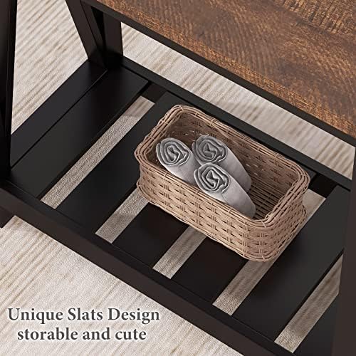 ChooChoo Farmhouse End Table, Narrow Side Table with Shelf - Image 6