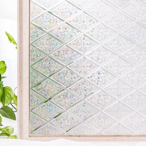 CottonColors Window Privacy Film 35"X 78",Lattice Pattern Window Film by CottonColors