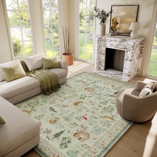 10x14 Area Rugs for Living Room: Washable Rug Stain Resistant Non Slip Low Pile Faux Wool Ultra Soft Lightweight Large Rugs for Bedroom Dining Room Under Table Rug Nursery Farmhouse Home Office - Image 6