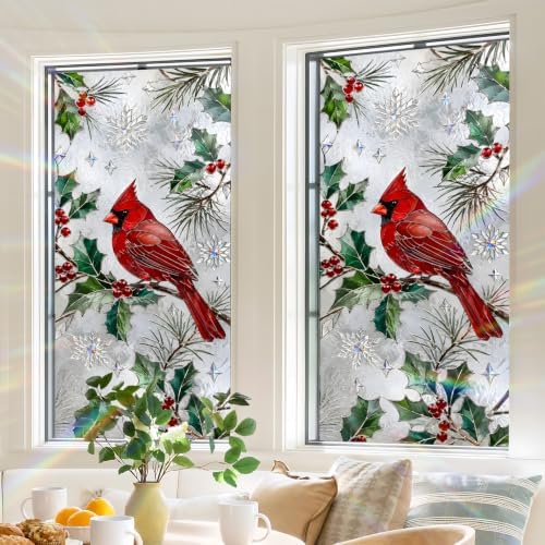 BVBOX Window Privacy Film Frosted Glass Window Sticker Window Film Static Glass Cling Tint Non-Adhesive for Home Door Decorative Frosting Cover 17.5 X 78.7 inch (1, Cardinal Pine, 17.5W X39.3L) by BVBOX