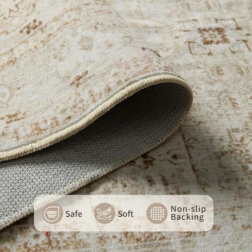 Rugxara Beige 9x12 Area Rugs for Living Room Bedroom Large Washable Rug - Image 4