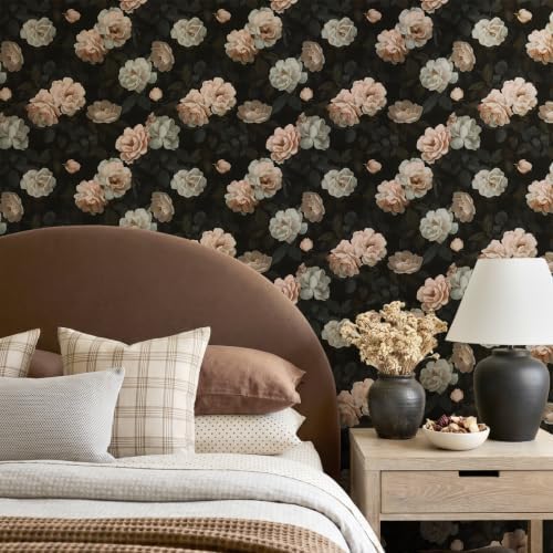 CRE8TIVE Dark Moody Floral Peel and Stick Wallpaper for Bathroom 12"x354" | Rose Floral Contact Paper for Walls Countertops Waterproof, Self Adhesive Non‑Woven Flower Wallpaper for Bedroom Living Room - Image 5