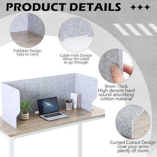 Dunzoom 2 Pcs Large Desk Divider Foldable U Privacy Partition 48"L x 20"H - Image 3