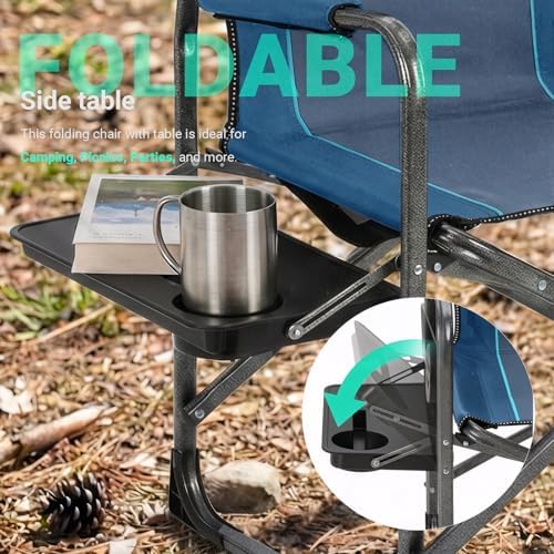 Overmont 2 Pack Folding Camping Chairs with Side Tables, 400 lb Each - Image 4