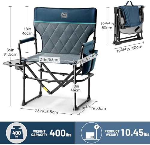 TIMBER RIDGE 400lbs Heavy Duty Camping Chair Portable Directors Chair - Image 2