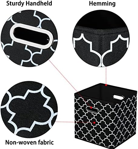 Black Foldable Storage Cubes Bins , Fabric Storage Box Cubes Organizer Baskets with Dual Handles for Home Organizer Black Light - Image 7