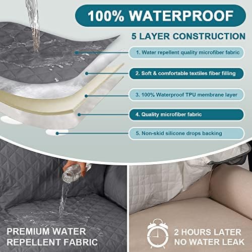Turquoize 100% Waterproof Sofa Covers Chaise Lounge L Shape Sofa Protector - Image 3
