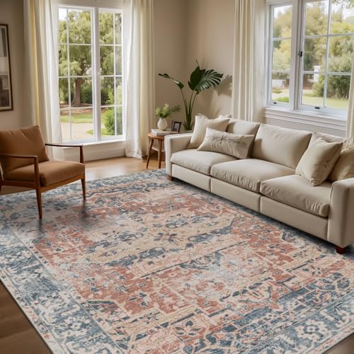 Rugxara Area Rugs 5x7 Washable Rug for Living Room Bedroom, Coral Blue - Image 3