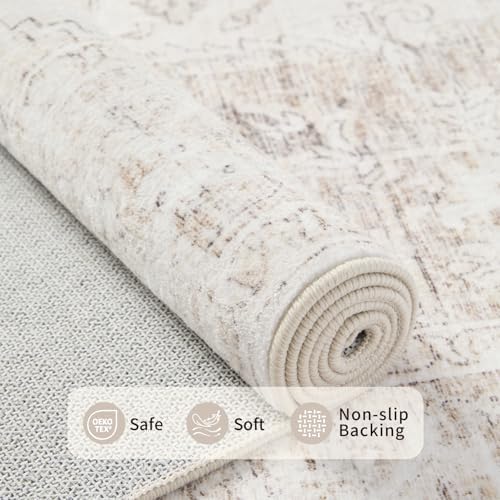 Large 8x10 Ivory Cream Washable Rugs for Living Room Bedroom(Neutral Beige) - Image 4