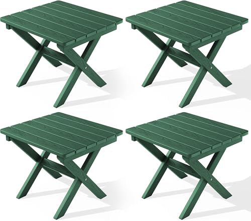 SERWALL Small Folding Outdoor Side Table Set of 4, Green by SERWALL