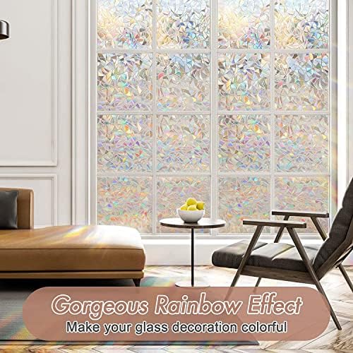Haton Window Privacy Film, Stained Glass Rainbow Film, 35.4" x 78.7" - Image 2