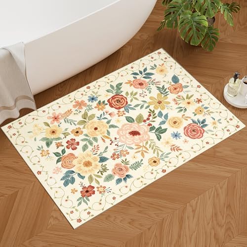 DUKINO 2x3 Entryway Rug, Door Mat Soft Washable Rug Non Slip, Beige Yellow - Image 4