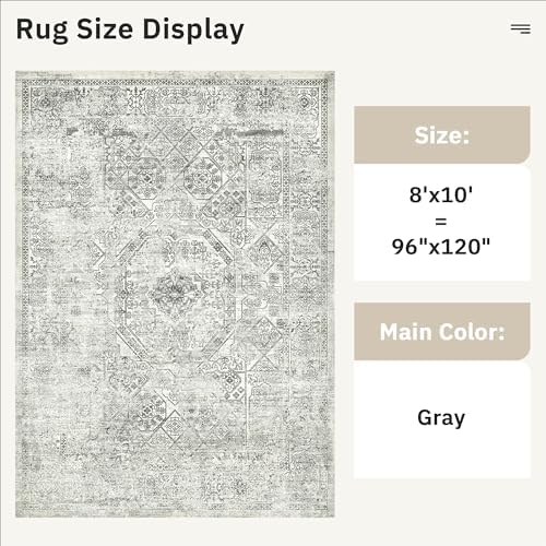 Soalmost Washable Area Rug 8x10 Large Soft Living Room Rugs Light Gray - Image 3