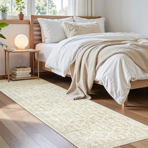 Soalmost Runner Rug 2x8 Washable Hallway Kitchen Runners Beige/Brown - Image 3
