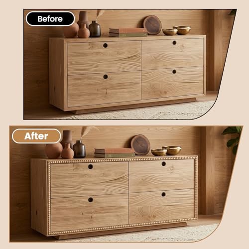 Flexible Molding Trim Peel and Stick,14.7ft Wall Molding Trim Peel and Stick Roll Flexible DIY Decorative for Bathroom Mirror Frame Border Backsplash Ceiling Cabinet TV Wall Edge(14.7ft /15 mm Wood) - Image 4