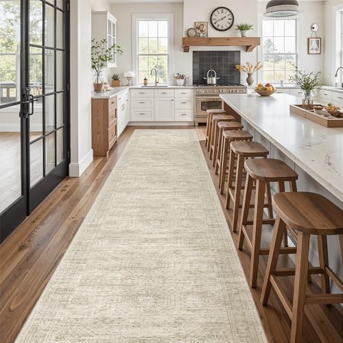 Soalmost Washable 3x16 Hallway Runner Rug Non-Slip Kitchen Entry Rugs Beige - Image 3