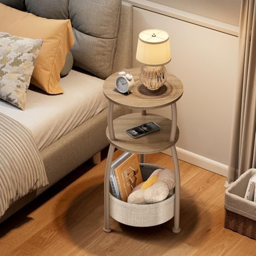 Small Side Table with Storage Basket for Living Room, 11.81in - Image 4