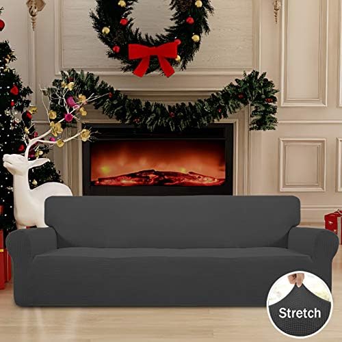 Easy-Going Stretch 4 Seater Oversized Sofa Couch Cover Dark Gray - Image 2