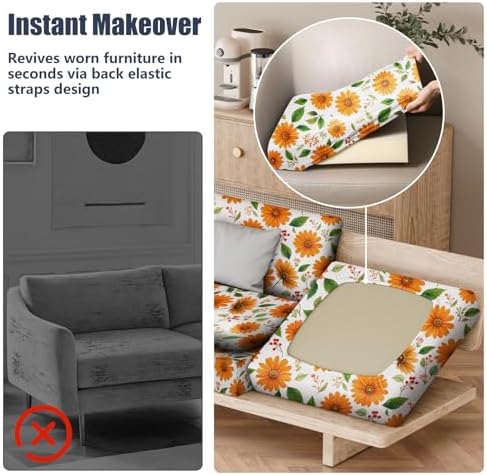 8Pcs Outdoor Cushion Covers, Stretch Patio Furniture Couch Chair Slipcovers - Image 5