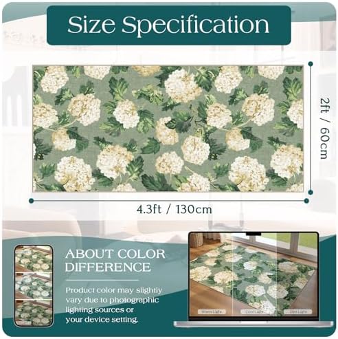 Front Door Mat Indoor Entrance - 2x4.3 Sage Green Beige Floral Rug - Image 6