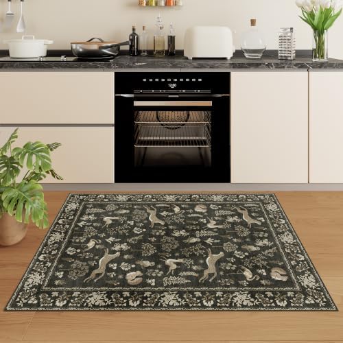 DUKINO 2x3 Entryway Rug, Washable Animal Rug for Kitchen, Charcoal Black - Image 5