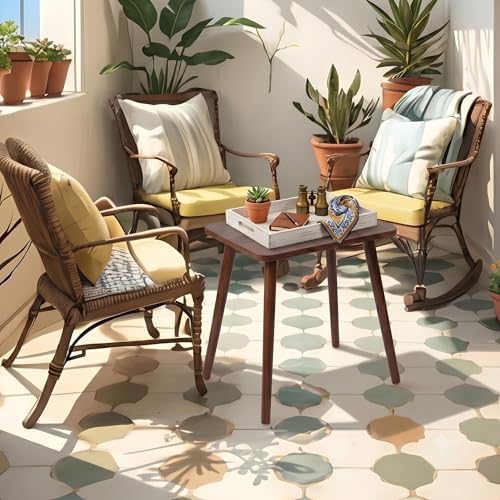 FORAOFUR Small Side Table with Wooden Legs, Short Coffee Table, Brown - Image 5