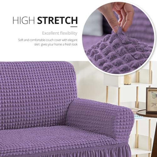 NICEEC Sofa Covers Purple Couch Cover Stretch Sofa Slipcovers with Skirt - Image 2
