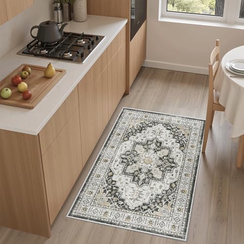 Madane Washable Area Rug 2x3 Small Entryway Rugs Non-Slip, Black - Image 2