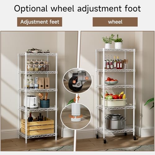 Golpart Small Shelves Storage Wire Metal Adjustable Shelf Unit with Wheels - Image 5