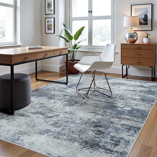 5x8 Area Rugs for Living Room Washable Bedroom Dining Room Blue Grey - Image 3
