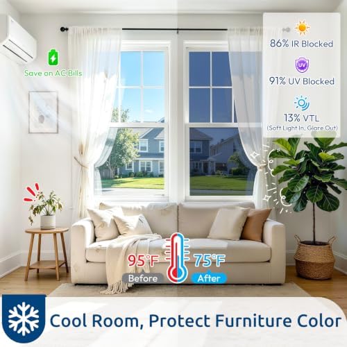 rabbitgoo Window Privacy Film One Way, 35.4" x 393.7", Blue Silver - Image 2