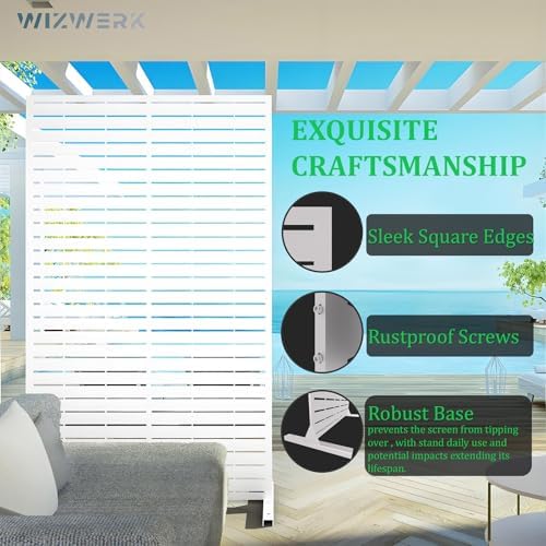 6FT Metal Privacy Screen Outdoor Privacy Panel and Garden Divider, Weather-Resistant Freestanding Panel with Stand, Durable Steel for Patio, Garden, Balcony & Backyard - Image 3