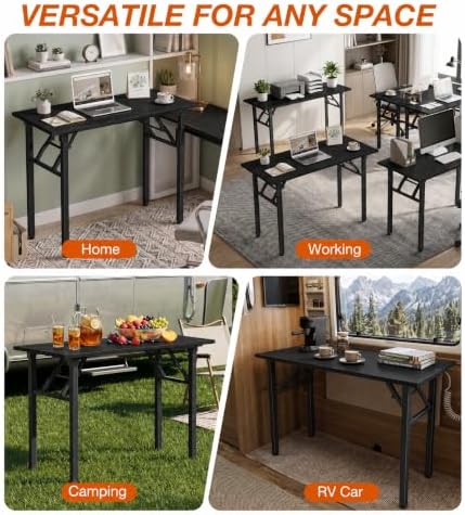 XBurmo Folding Desk Foldable Table, No Assembly 43.3" Foldable Desk Space-Saving Workstation for Small Space, Computer Table, Flat Storage for Home Office, Bedroom, Dorm, Study Room, Dark Oak - Image 7
