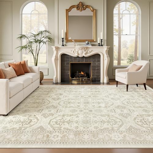 Soalmost 7x10 Area Rug for Living Room Washable Rugs Non-Slip Beige/Brown by Soalmost