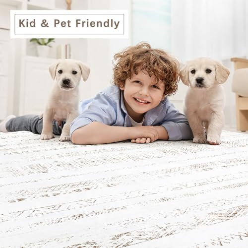 8x10 Washable Area Rugs for Living Room,Bedroom,Dining Room- Morocco White - Image 6