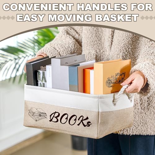 Marsui 1 Pcs TBR Basket Book Storage Bin Bookish Gifts, White Camel - Image 4