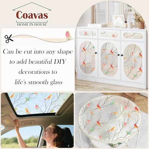 Coavas Stained Glass Window Film, Decorative Frosted Glass Window Privacy Film, Static Cling Non-Adhesive Windows Sticker for Front Door Bathroom Heat Control Anti UV, 29.5 x 118 Inch - Image 6