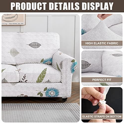 SearchI Stretch Sofa Cover Printed Couch Cover, Floral Pattern 3 Pieces Loveseat Slipcover with 2 Separate Cushion Cover, Washable Furniture Protector for Living Room(Loveseat, Autumn Leaves) - Image 5