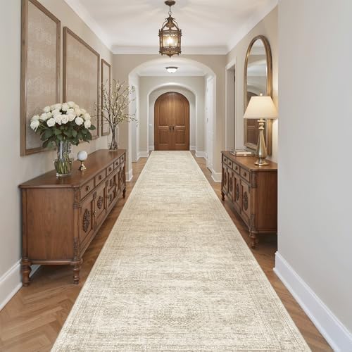 Soalmost Washable 3x18 Hallway Runner Rug Non-Slip Kitchen Entry Rugs Beige - Image 3