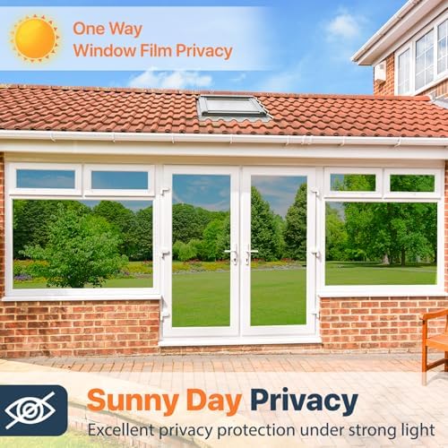Bloss One Way Privacy Window Film Heat Blocking, Black Silver,35.4" x118.1" - Image 5