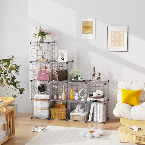 C&AHOME Wire Cube Storage, 12 - Cube Organizer Metal C Grids, Silver Gray - Image 4