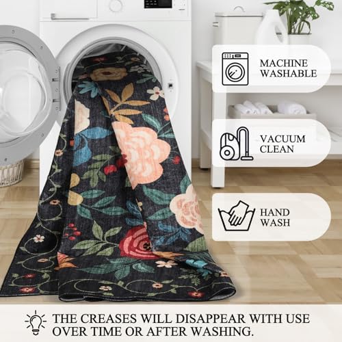 DUKINO 3x7 Kitchen Runner Rug, Washable Rug for Hallway Non Slip, Black - Image 6