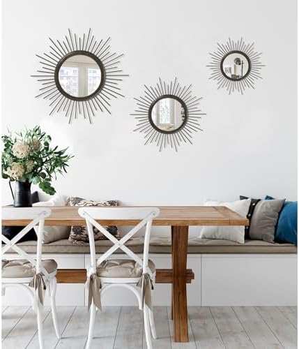 Large Sunburst Wall Mirror, Round Home Modern Metal Art Mirror for Bathroom Living Room Hallway Bedroom Balcony Farmhouse 24" x 24" - Image 6