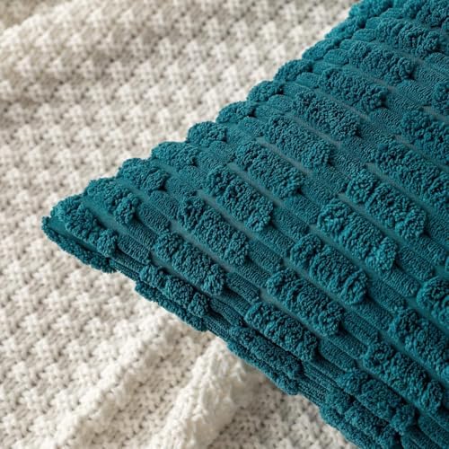 MIULEE Euro Sham Corduroy Decorative Throw Pillow Covers 24x24 Teal - Image 6